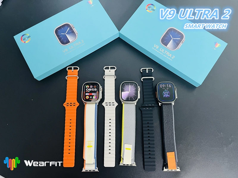 Новое мужское запястье V9 Ultra 2 Smart Watch Series 9 Водонепроницаемый спортивный диапазон Bluetooth для разговоров Whatch9 HK9 Ultra 2