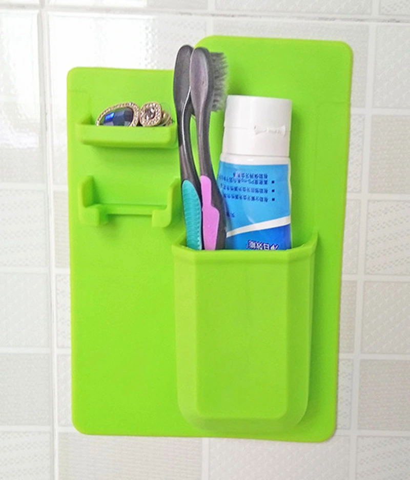 Custom Bathroom Clean Teeth Storage Dispenser Vacuum Suction Wall Mounted Toothbrush Silicone Tooth Brush Holder