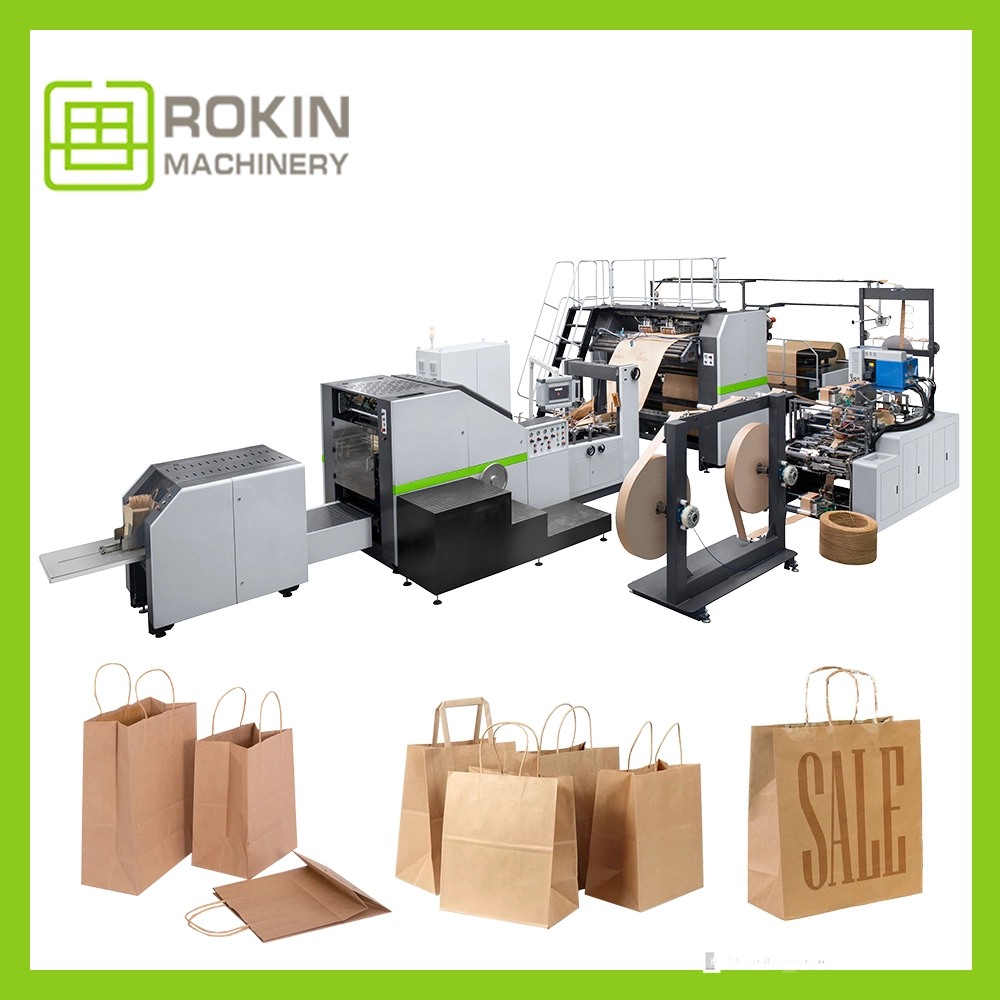 Fully Automatic Brown Mini Paper Shopping Bag Machine Automatic Paper Cement Bag Making Machine Square Button Paper Bag Machine