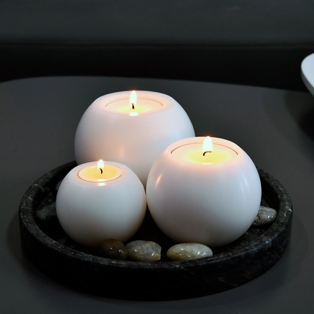 Ball Shape White Artificial Hurricane Tealight Candle Holders