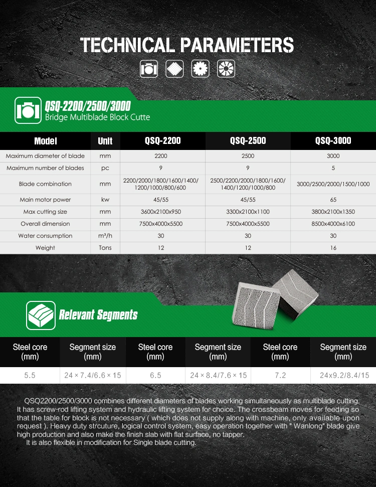 Bridge Hydraulic Type Block Cutter Machine Qsq-2500 Manufacturer