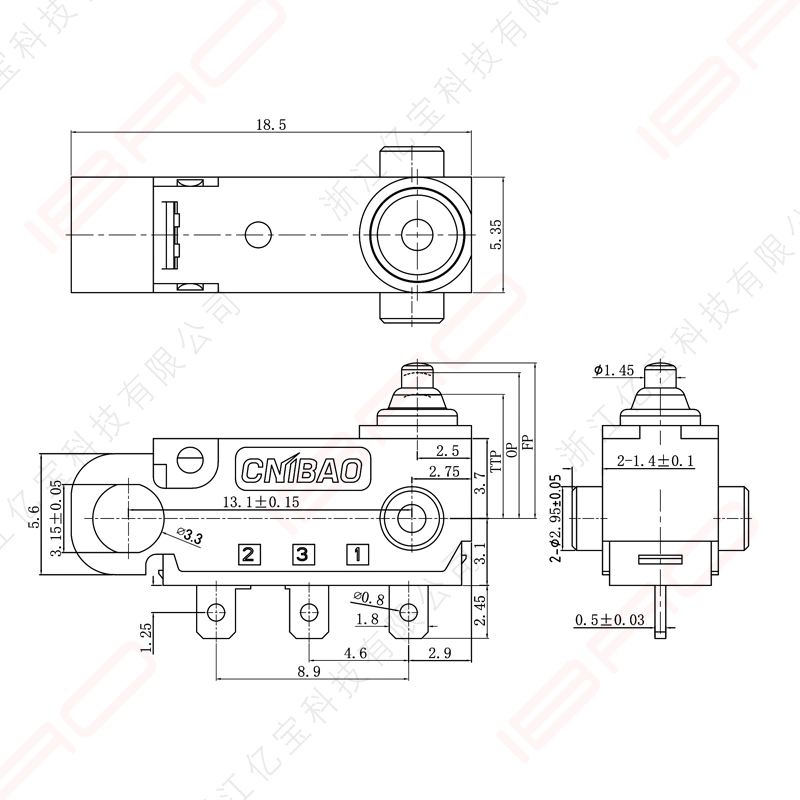 Waterproof IP67 0.1A Micro Switch, Sealed Micro Switch 3A 125V Push Button Limit Switch