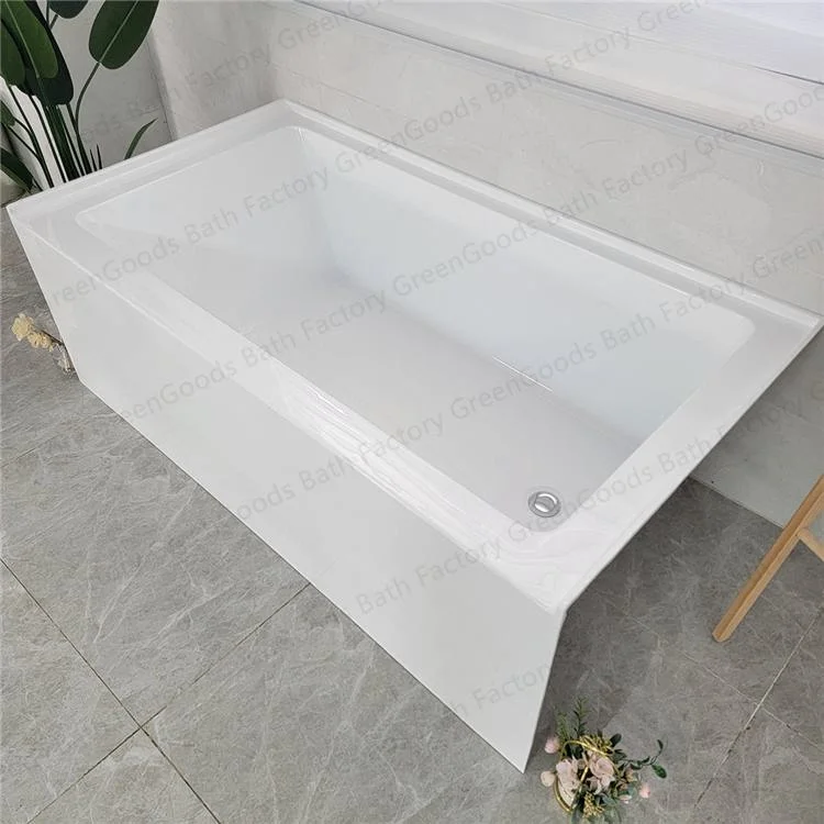 CE Factory Bathroom Used Shower Combo China Single White Acrylic Rectangle Hot Deep Soaking Dropin Bathtub in Floor