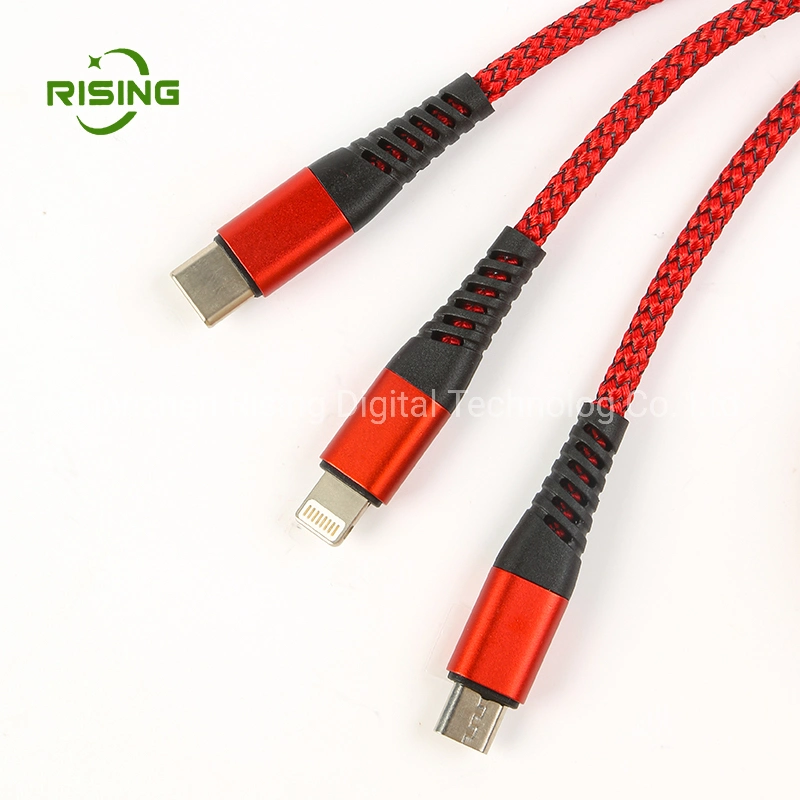 Three-in-One Charging Cable Multi-Function Nylon Type-C USB Cable