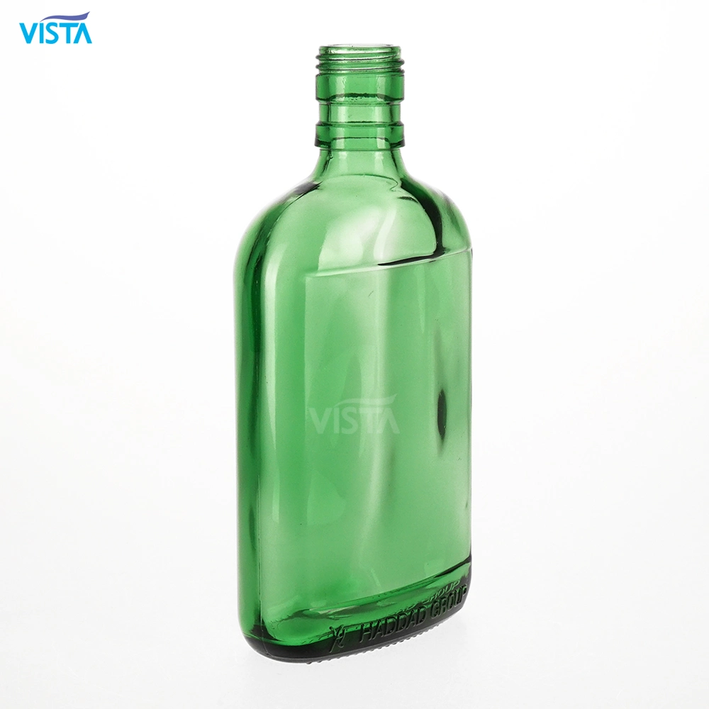 375ml de Vodka frasco verde Botella de vidrio con tapón de rosca