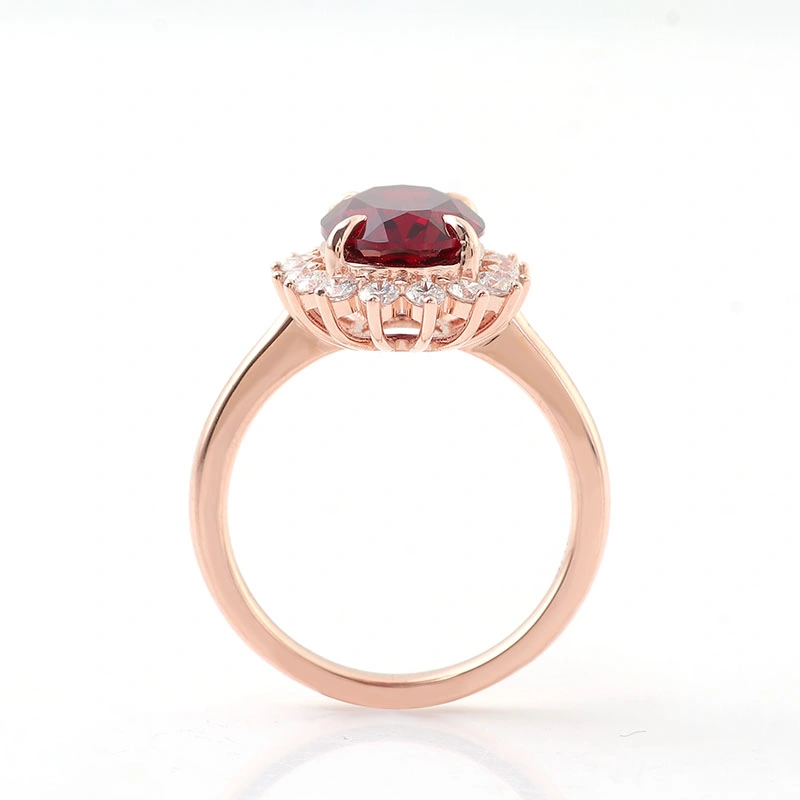 L'anneau rouge rubis Diana Ruby bague diamant or 14K et de forme ovale Ruby bague de fiançailles Bijoux diamants Lab Halo Anniversaire Cadeau pour sa