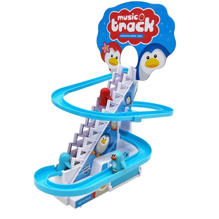 Track Slot Toy Battery USB Operated Kids Lights and Music Duck Stairs Climbing Toys