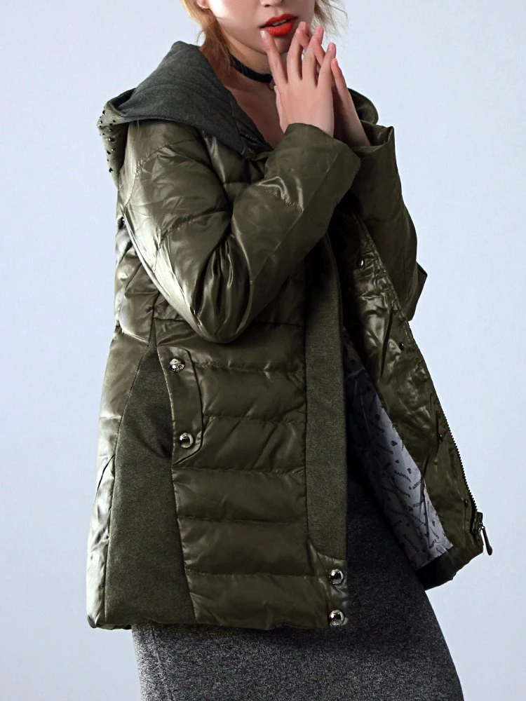New fashion High quality/High cost performance  90% Grey Duck Down Coat Winter Women Long Duck Down Jacket with Hood