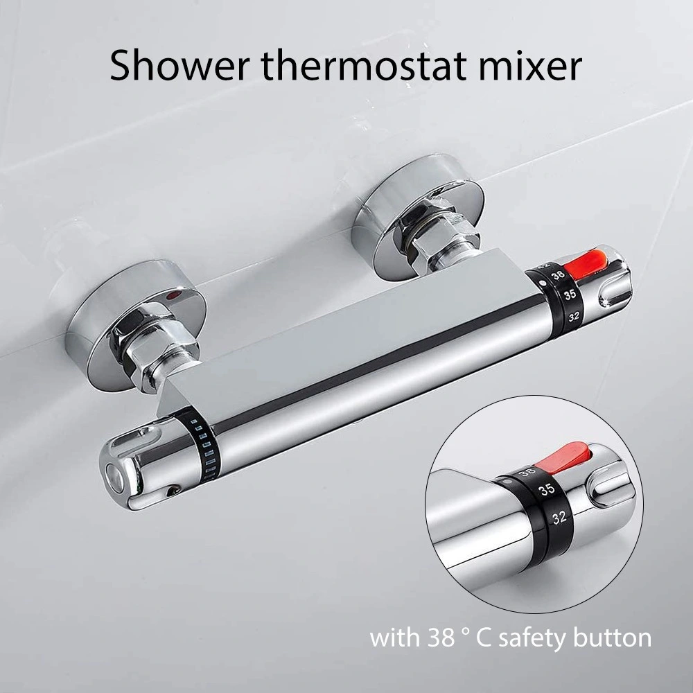 Top-Contemporary Bathroom Brass Chromed Thermostatic Shower Faucet