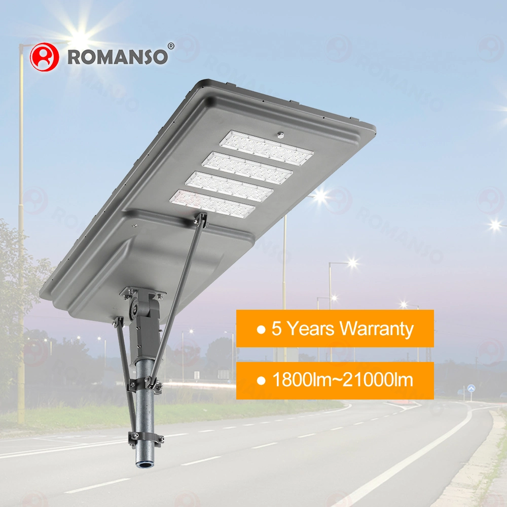 Luz solar para rua, tudo num de 180 lm/W 1800 - 2 lm, IP66, à prova de água 5 ANOS DE GARANTIA 10W W 30W 40W 60W 80W 100W Luz LED solar de 120 W para exterior