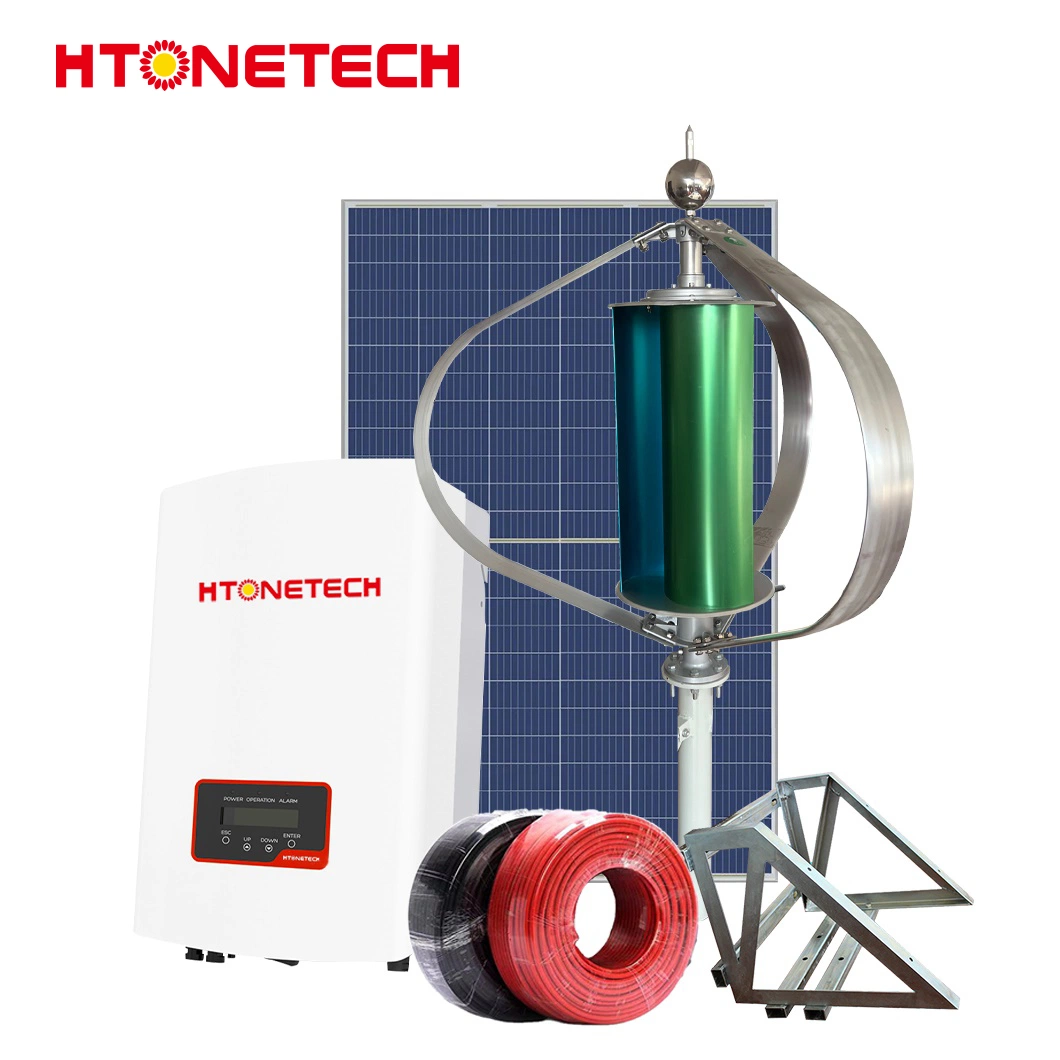 Htonetech China Monocrystalline Solar Panel 350W Suppliers 5kw 10kw 25kw 30W 40kw 5 Kw on Grid Solar Power System with Compact Wind Generator