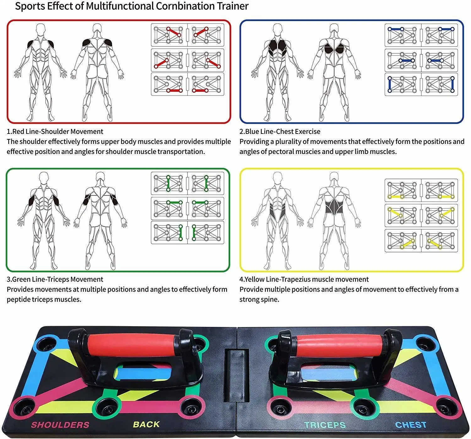 Portable Bracket Board System 12-in-1 Push up Board System, Body Building Exercise Tools Workout Push-up Stands for Men Women Home Fitness Training Bl12985