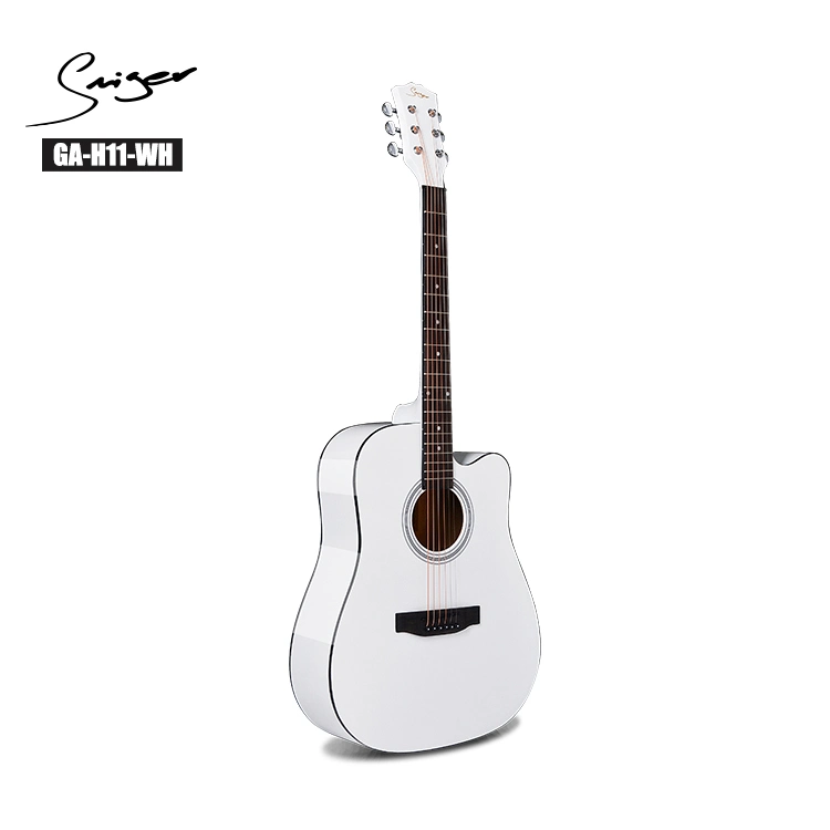 Factory Cheap White Color Acoustic Guitars for Sale Made in China