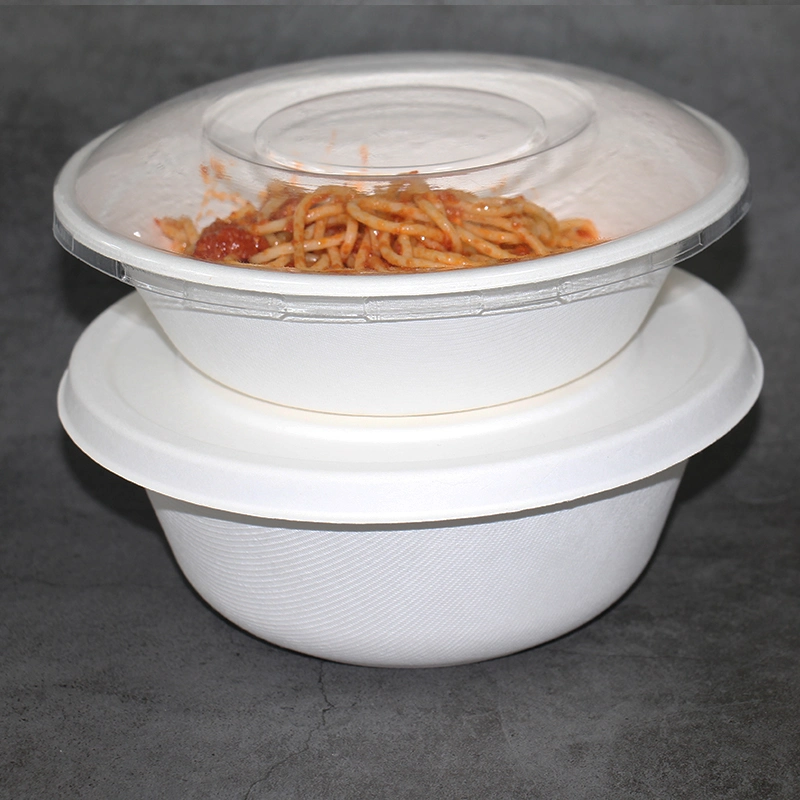 Eco Disposable Compostable 12oz 24oz 32oz 48oz Food Container with Lids Packaging Rice Soup Sugarcane Bagasse Paper Bowl