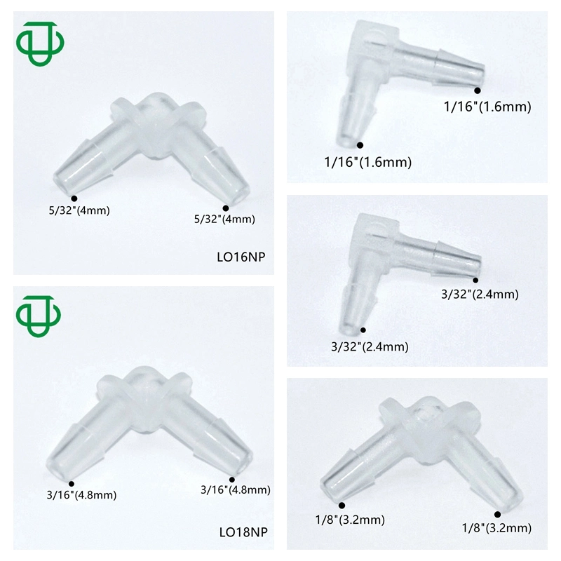 Ju plástico negro en forma de L 1/8" de 3,2 mm de púa de doblar el codo de tubo acodado de colocación de 2 maneras de 90 grados de Conector de tubo de alambre de púas