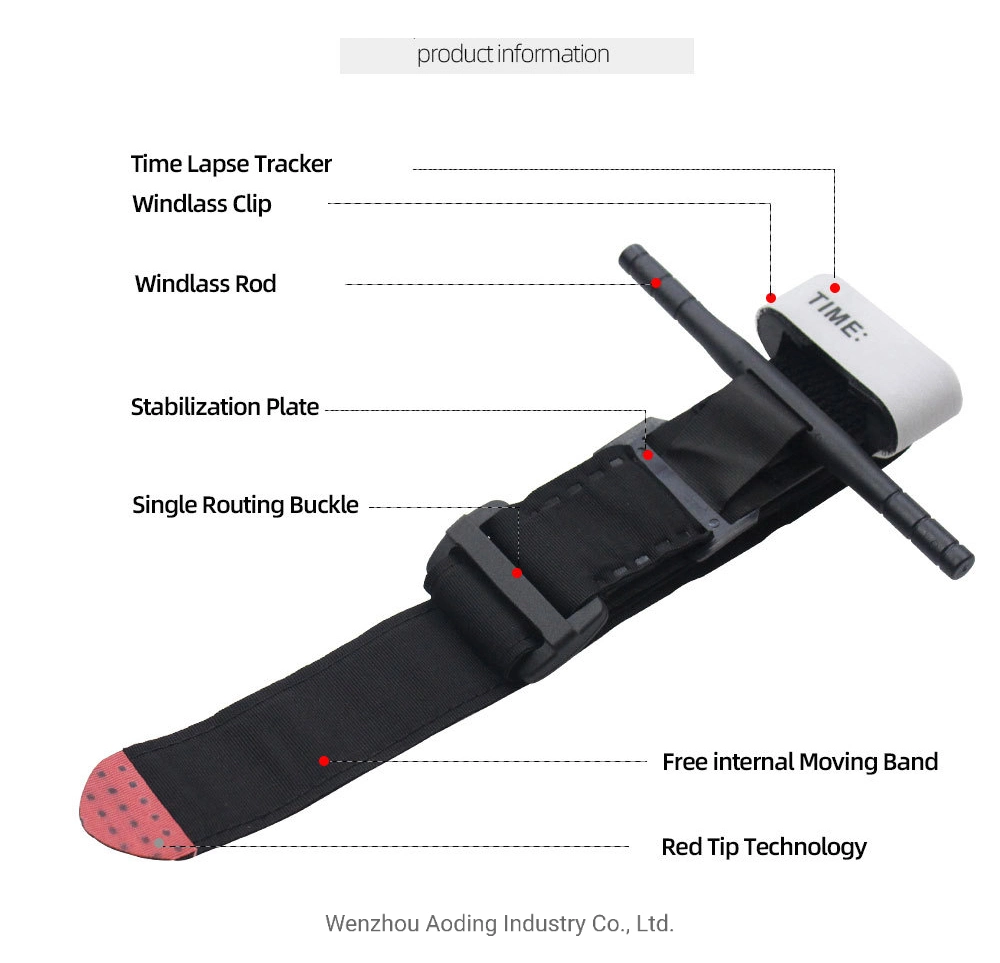 Pneumatic Cat Combat Application Tourniquet Holder Medical Z-Fold Hemostatic Israeli Bandage for Intravenous Infusion