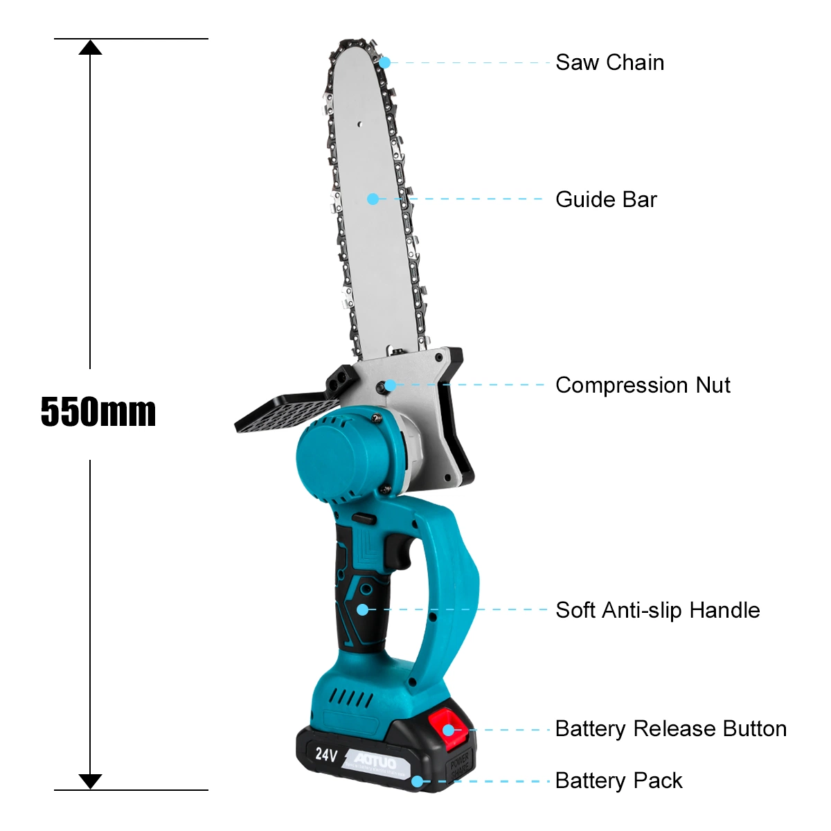 550W Mini Electric Chain Saw One-Hand Woodworking Lithium Battery Pruning Chainsaw Wood Cutter Cordless Garden Rechargeable Tool