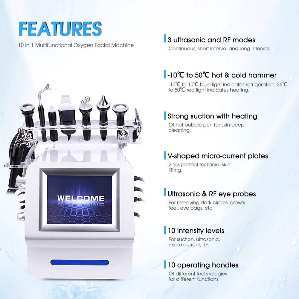 Portable 10 in 1 Multifunctional Oxygen Facial Machine for Skin Lifting