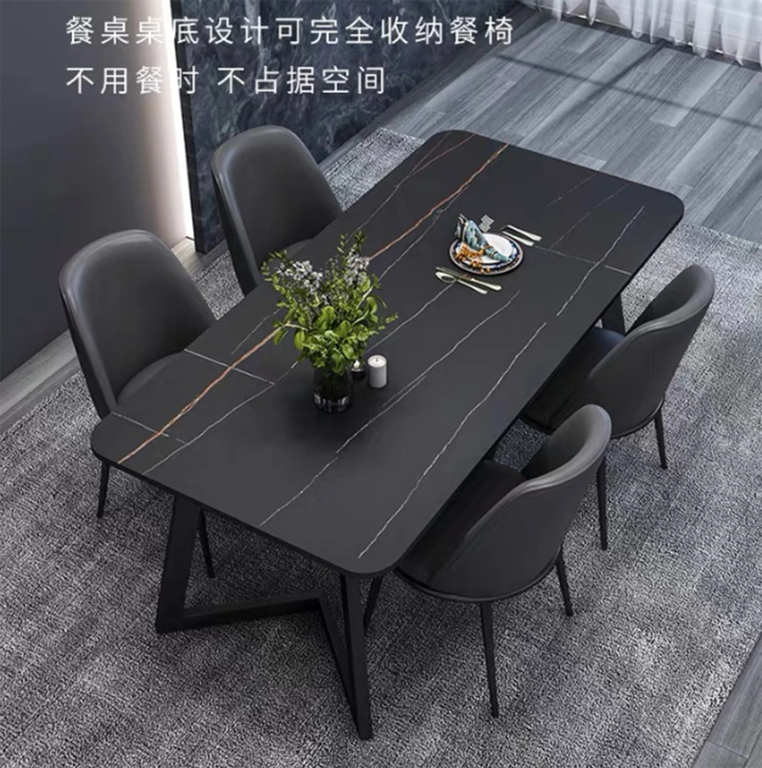 Mesa de comedor de lujo en mesa de comedor moderno durable, resistente al agua y Mobiliario de casa ignífugo