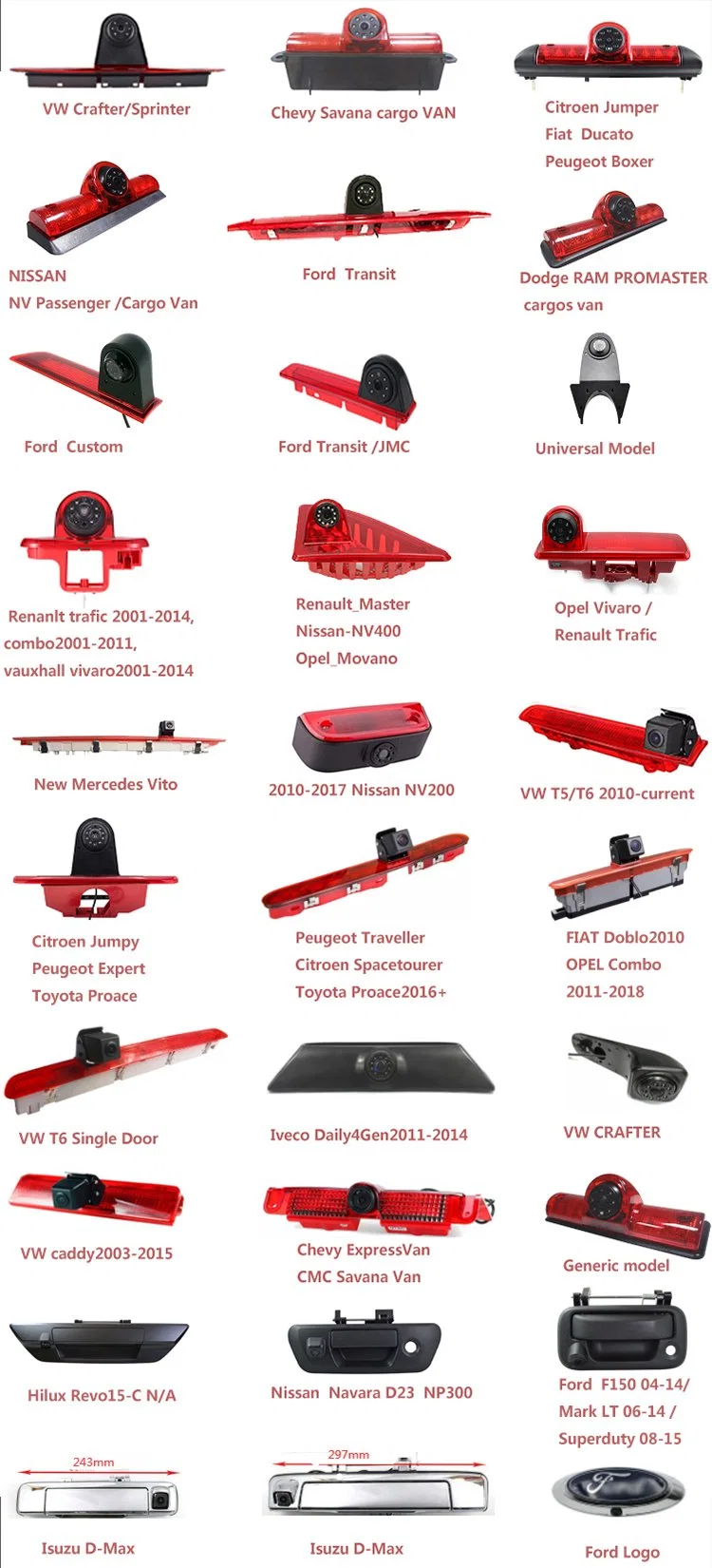 Aluguer de Carro HD electrónica da câmara da Luz do Freio do ângulo de visualização ampla infravermelho Câmera para visão traseira para o Trafic 2001-2014