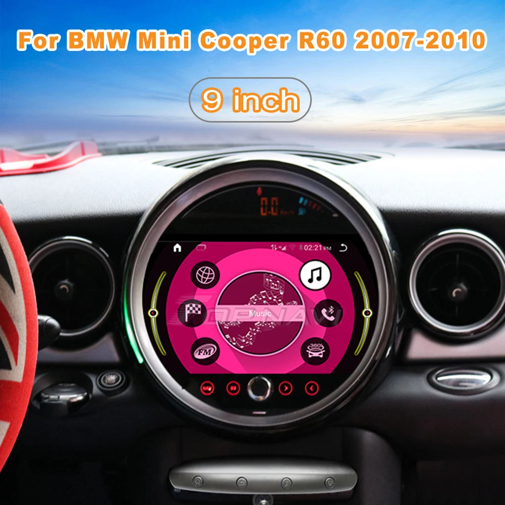 9'' Android 11 High Resolution Player for Mini Cooper R60 2007 2008 2009 2010 4+64GB Car GPS Navigator