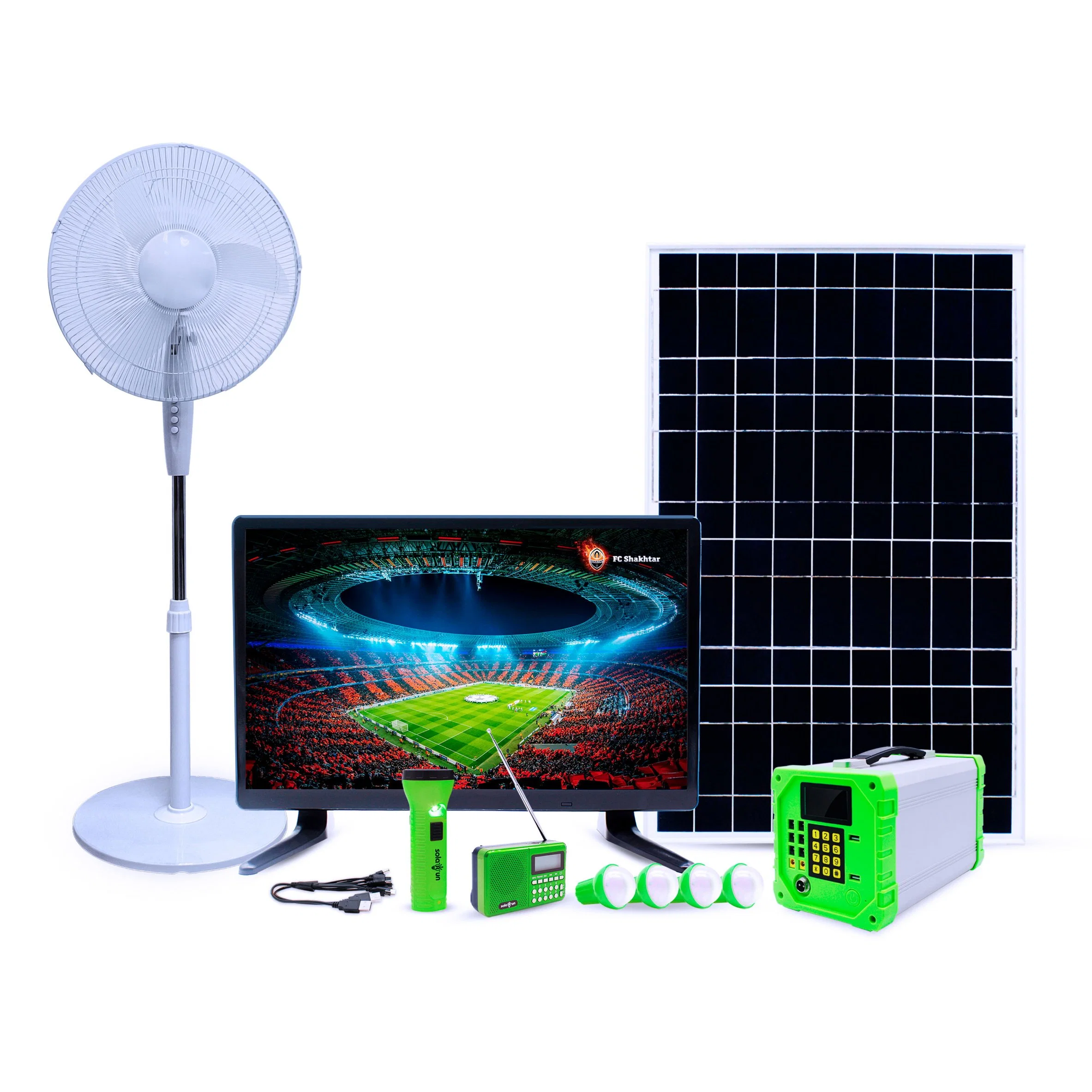 80 W 100 W 120 W 150 W, sem grelha, energia solar, casa Sistema de iluminação com ventoinha de TV