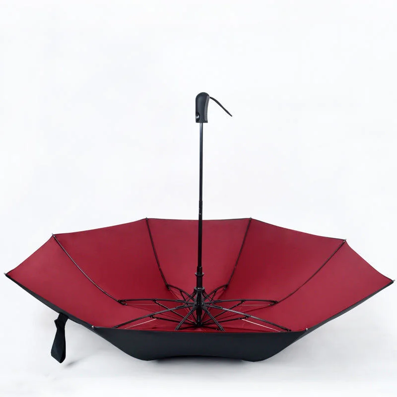 Double couche parapluie Semi-automatique de la canopée ouverte Couple Parapluie pliant compact Parasol classique Parapluie portable