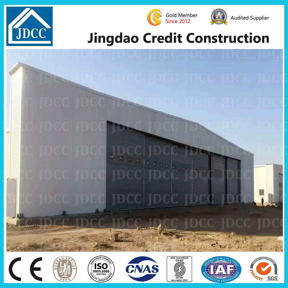 High Performance Jdcc Design All Weather Structure Curve Roof Aircraft Hangar with Flexible Fabric Hangar Gate