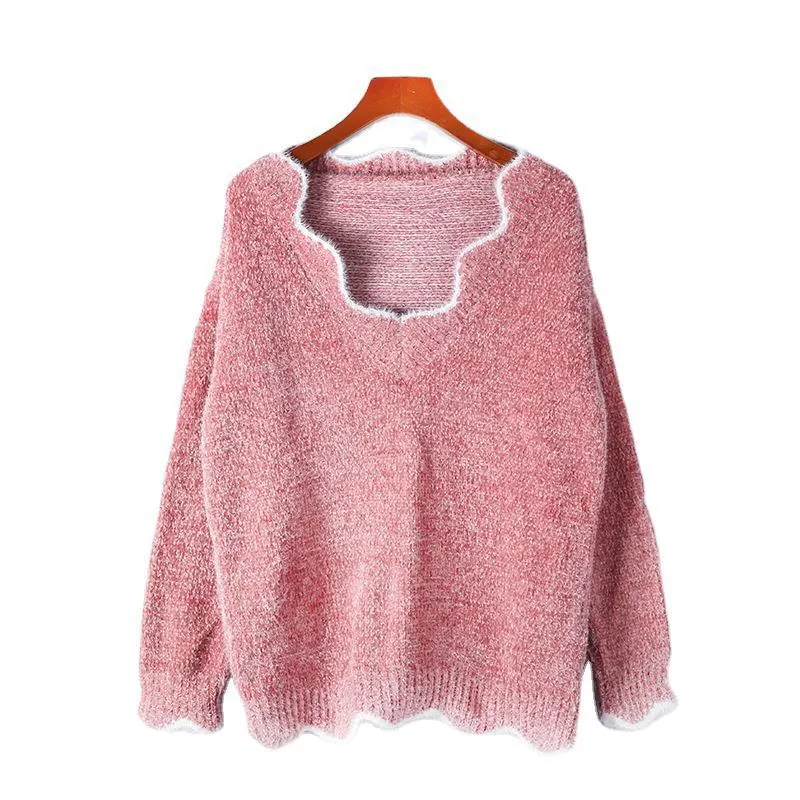 L'hiver nouveau V-Neck Knitting mignon Pull Pull chaud doux de haute qualité pour les femmes