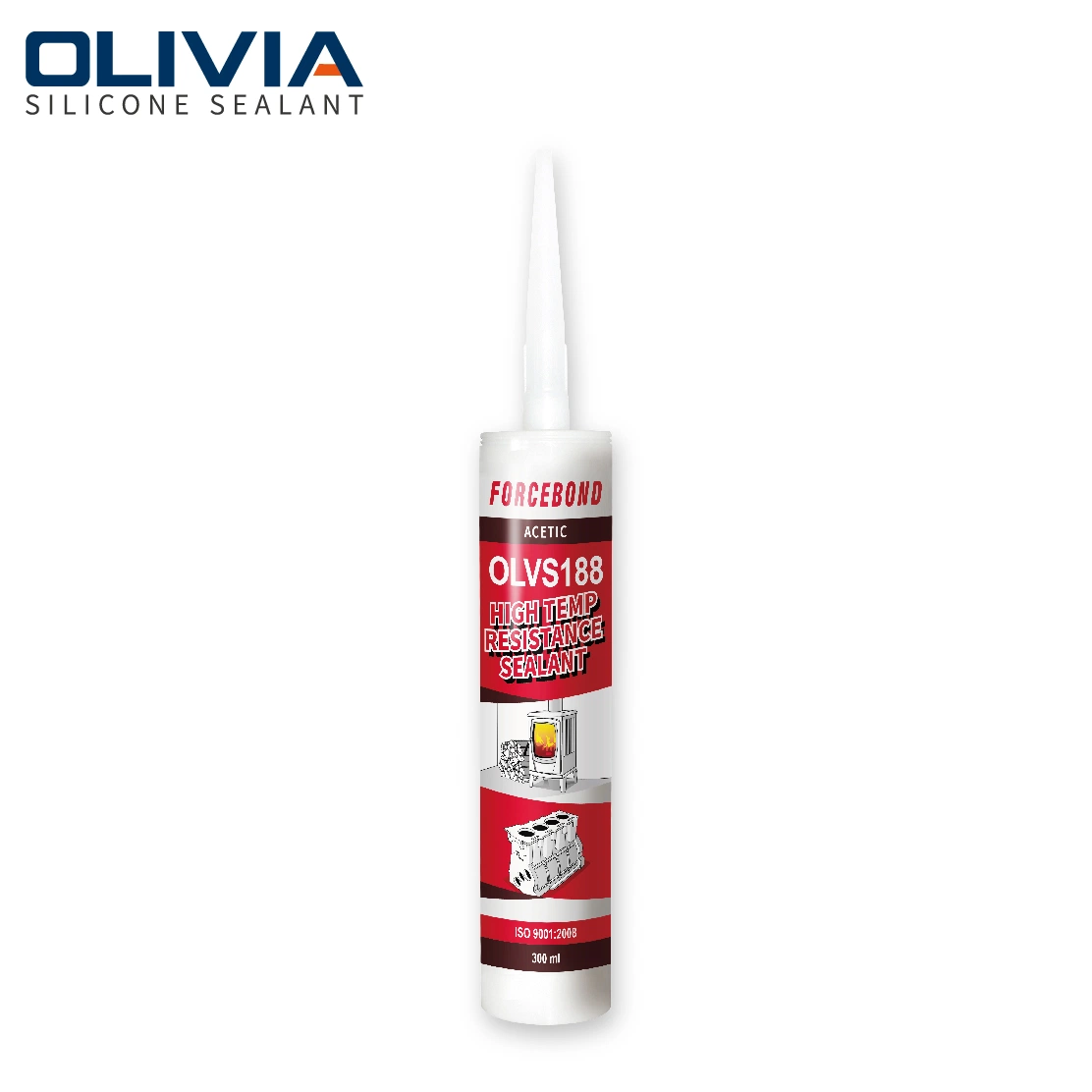 Cermicas Fireproof Silicon Material Ceramic Glue Rubber (OLVS188) Red Sealant Intumescent for Construction