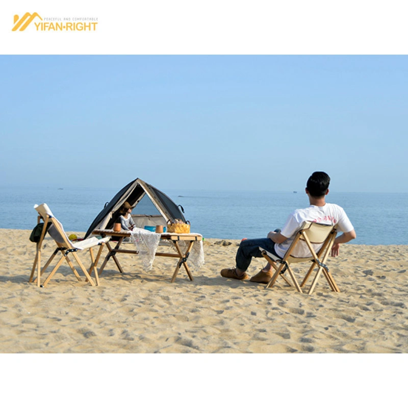 Foldable Natural Bamboo and Canvas Camping Chair