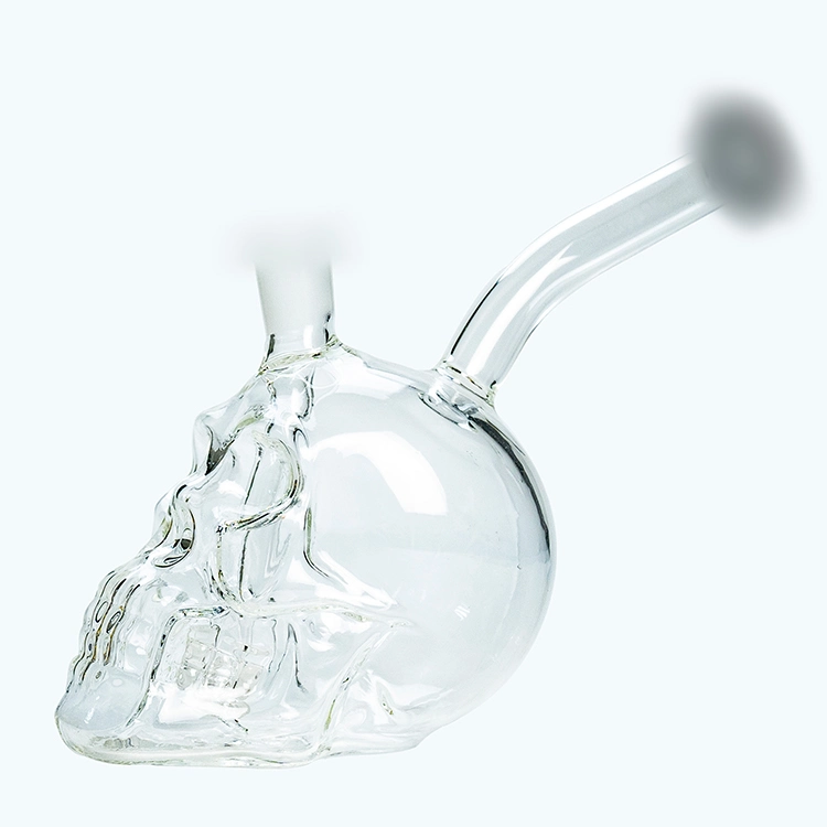 3D Shaped Transparent Black Mouth Skull Water Pipe Wholesale/Supplier Price Smoking Glass Pipe