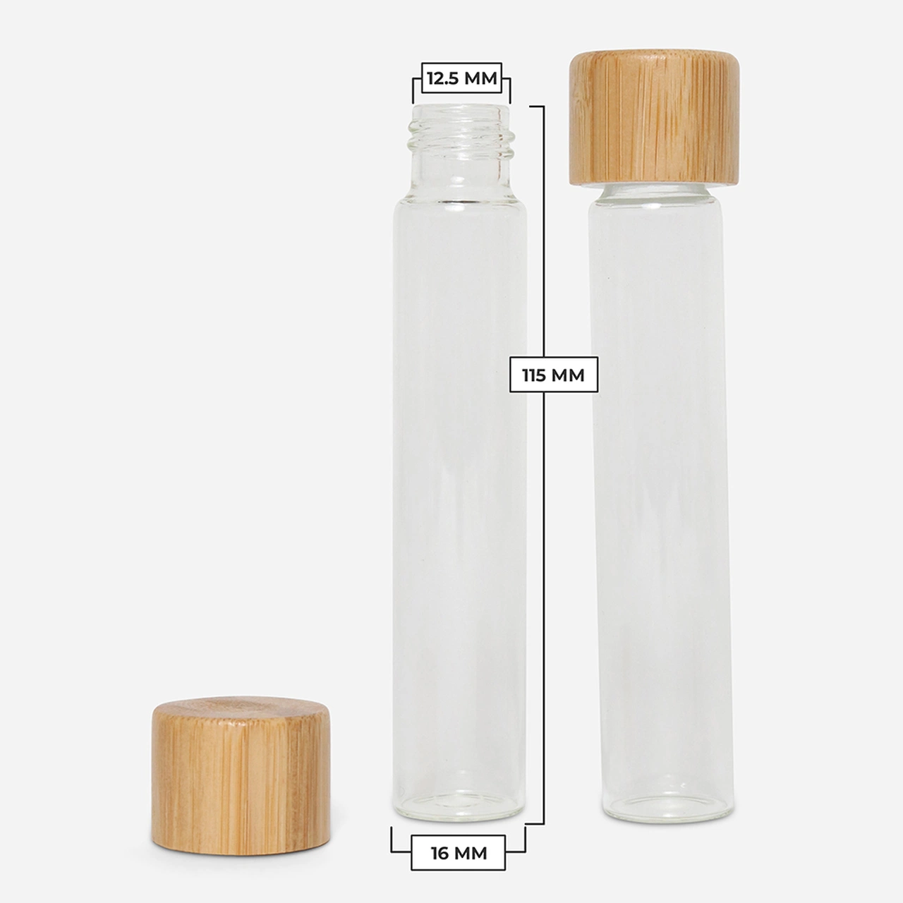 Custom Length Width High Low Borosilicate Clear Glass Tube with Synthetic Cork