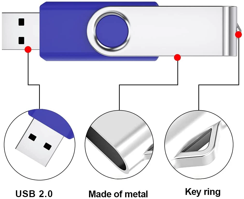 محرك أقراص محمول معدني دوار USB 2.0 محرك أقراص USB محمول 8 جم 16G ذاكرة USB لمحرك أقراص 32 غ 64 غ للطي الرقمي التخزين