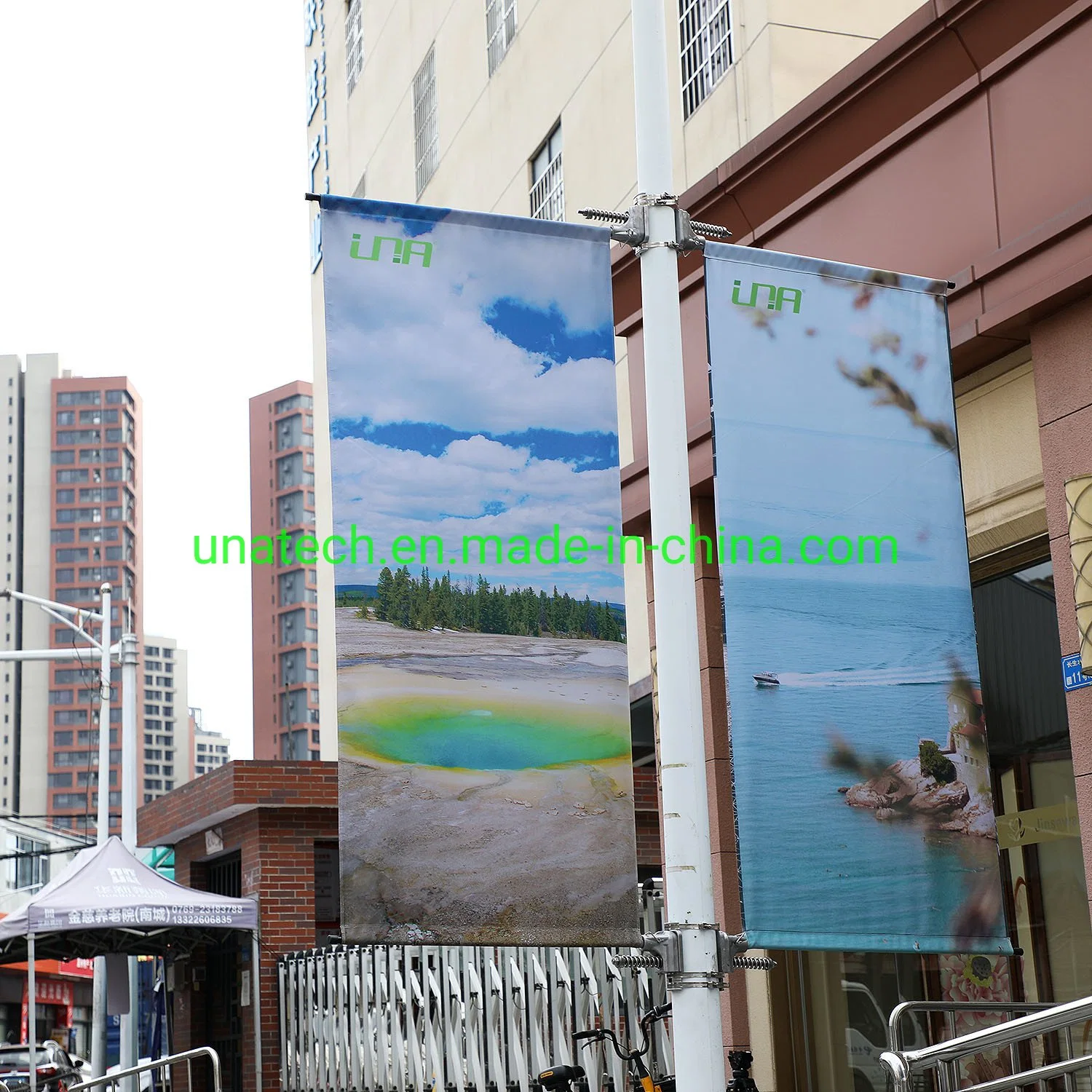 Outdoor Street Light Post Printing Advertising Poster Holder Banner Base