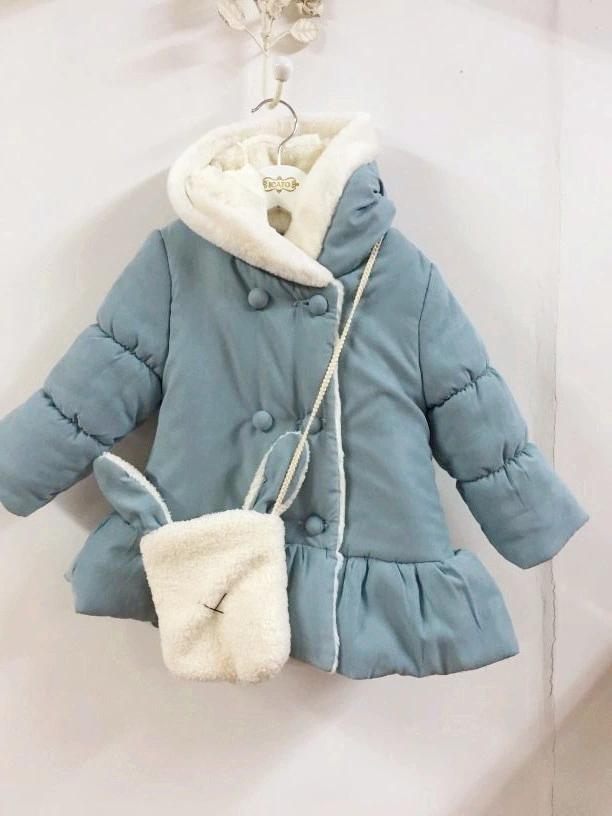 Neue Baby Mädchen Kleidung Wintermantel mit handgefertigten Kaninchen Tasche