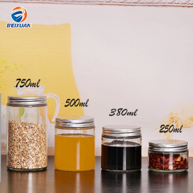 200ml Straight Round Glass Jar Aluminum Lid Sealed Jar Honey Snack Food Storage Box Seasoning