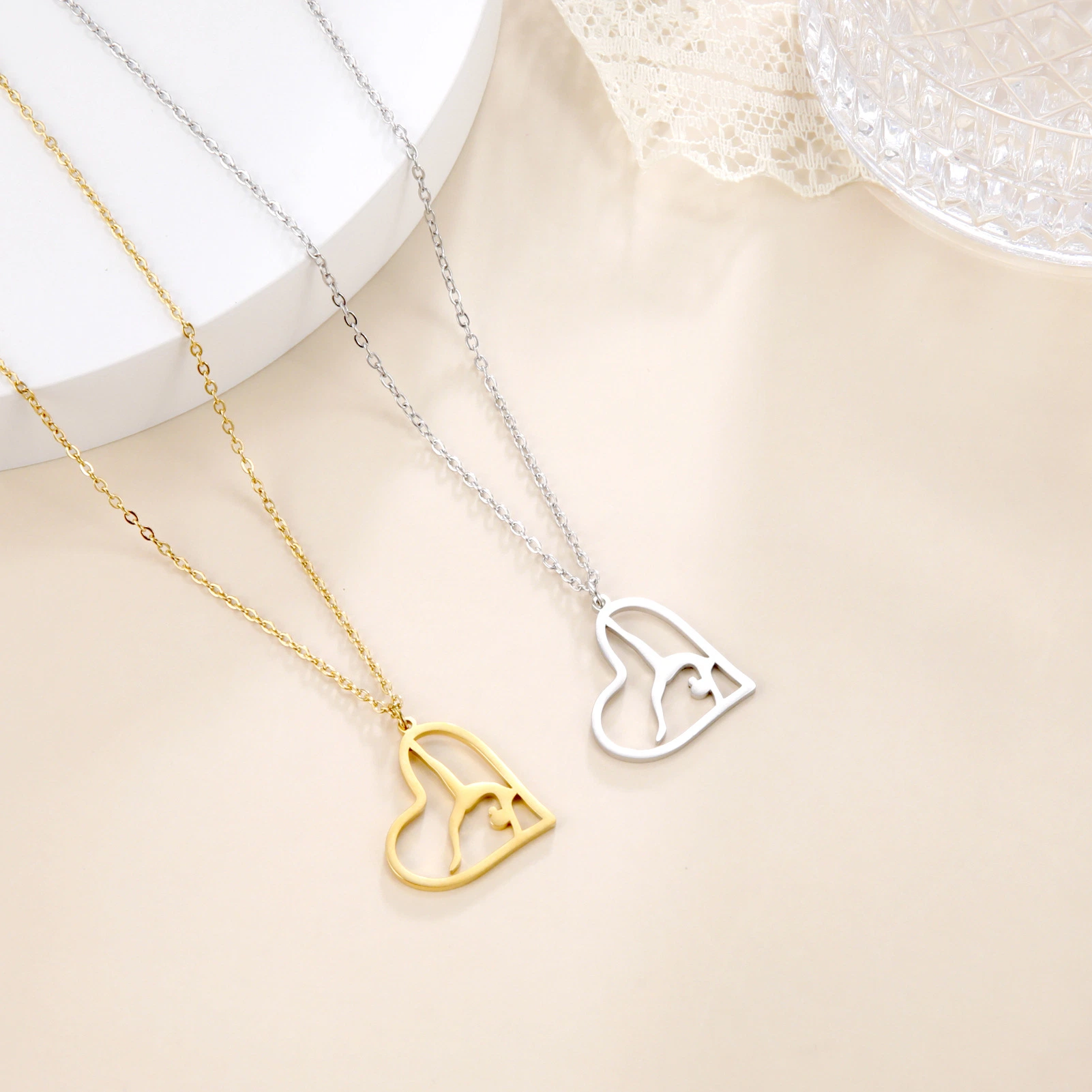 Classic Style Necklace Simple Stainless Steel Gold Necklaces Sports Exercise Gymnast Pendant Jewelry