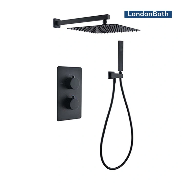 High Quality 3 Way Matt Black Thermostatic Bathroom Shower Mixer Tap for Made in China