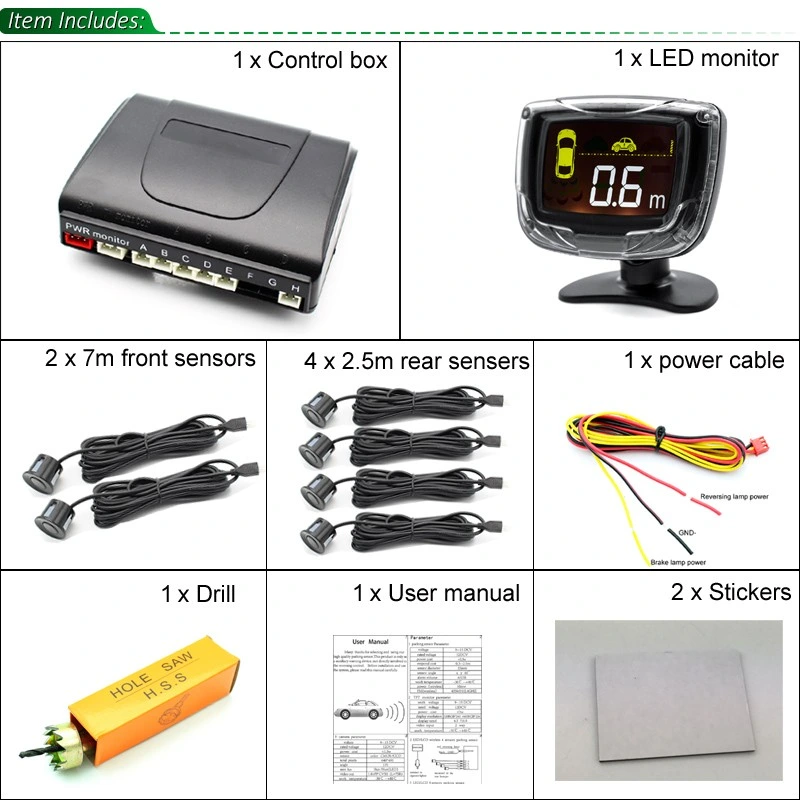 Carro Universal Sensor de Estacionamento Sistema com 6 Dianteiro/Traseiro sensores ultrassônicos