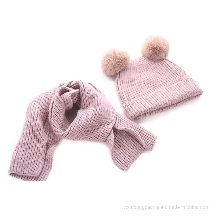 La moda invierno Ocio Niños Los niños conjunto de bufanda Gorro de punto