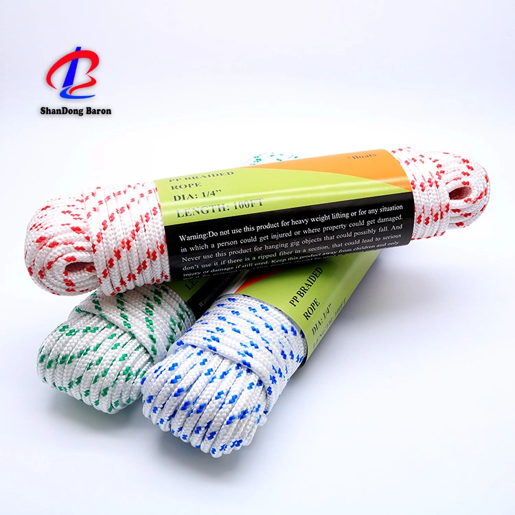 Practical Purpose PP/Polyester/Nylon/Cotton 5/32" 16 Strands Braided Rope for DIY, Crafts, Gardening, Packing, Sporting, Recreational Marine