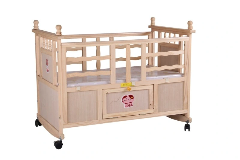 Fabrik Preis Holz Modelle Antike Baby Kinderbett / New Born Baby Bett Holz mit Bettwäsche-Set