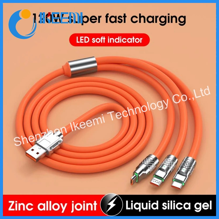 2023 Hot Selling Multi 3 in 1 120W Mobile Phone Fast Charging USB Data Cable Type C