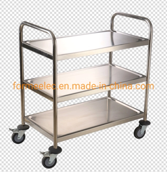 Round Tube Serving Cart Restaurant Trolley Dining Cart 4 Layers Steel Hotel Service Cart