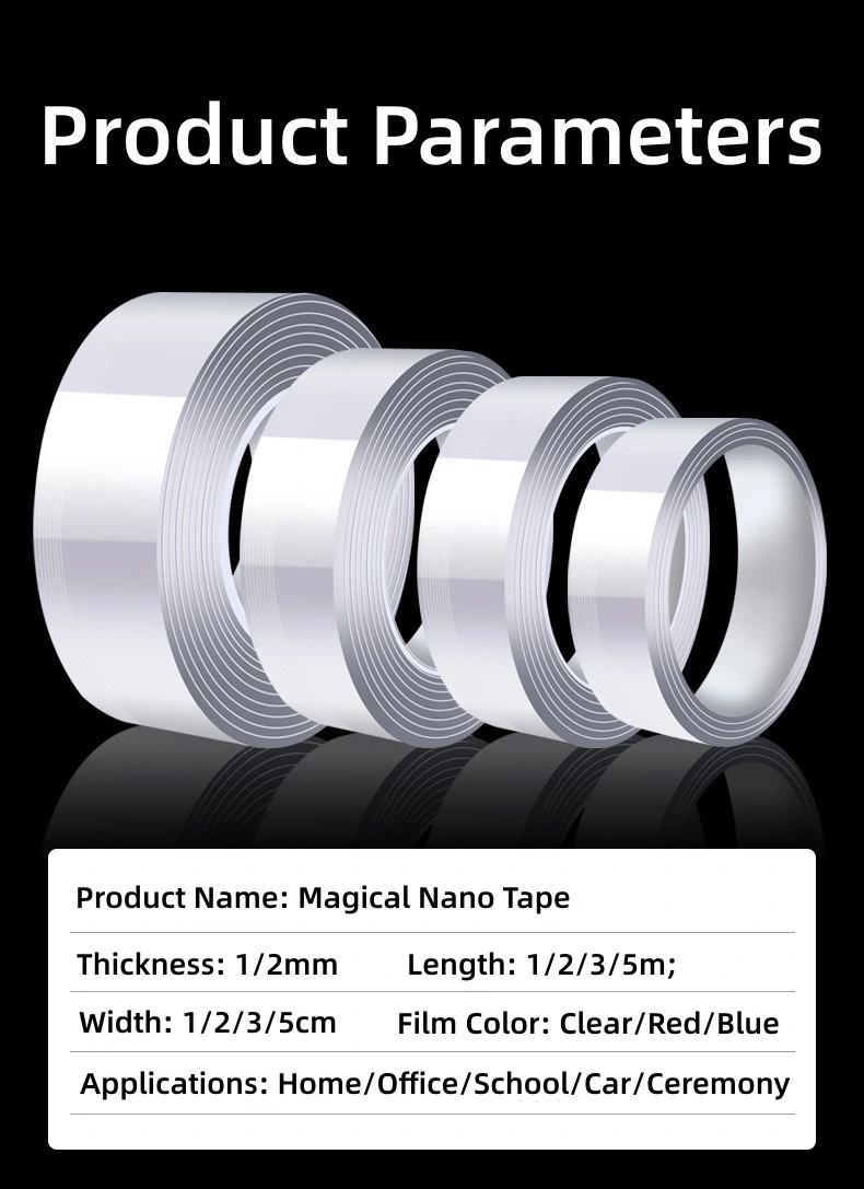 1mm*3cm*5m Double Sided Nano Tape, Heavy Duty Double Sided Adhesive Acrylic Tape, Clear Mounting Tape, Removable&Reusable Tape-Clear Nano Tape Packed in OPP Bag