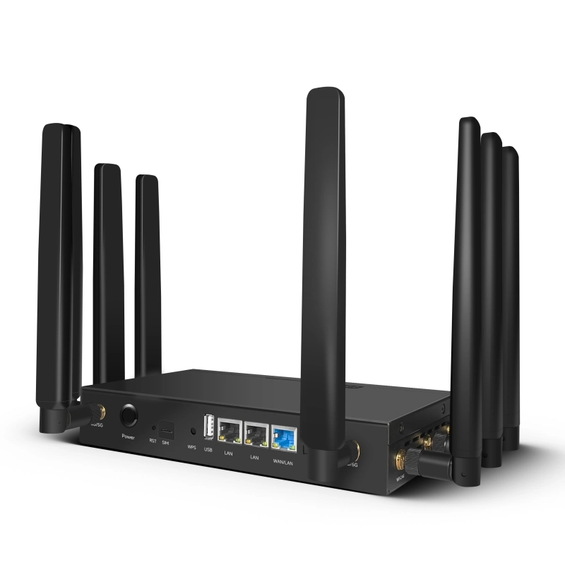 wifi sem fios 5g LTE CPE 2.4 G e 5 g Dual Band WiFi6 802.11ax Router com 8 antenas externas sinal mais forte cobertura mais ampla de 5 g/4G Ranhura SIM Classe Industrial