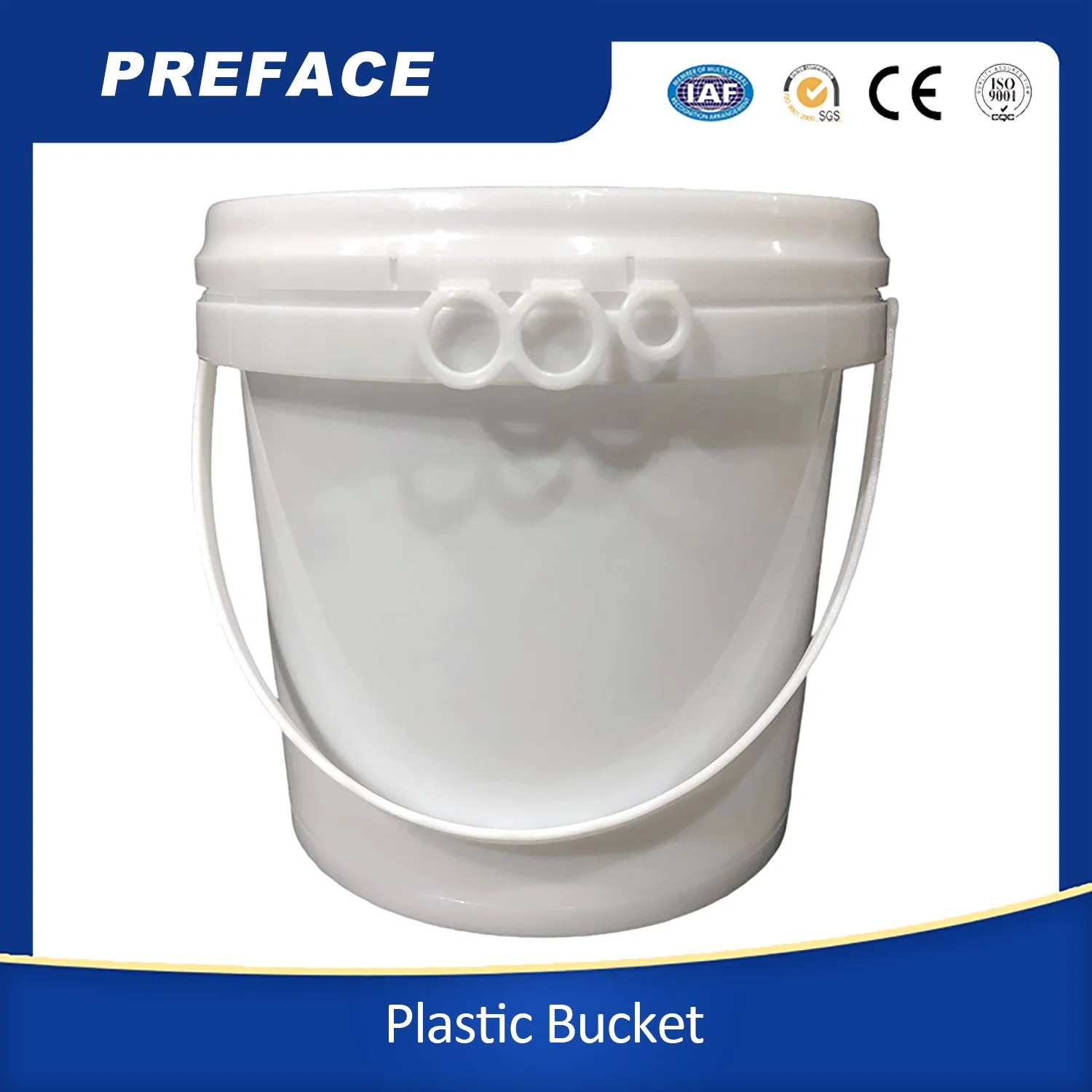 Support Free Sample Food Grade PP 5L 10L 15L 20L 5 Gallon Plastic Bucket with Lid and Handle.