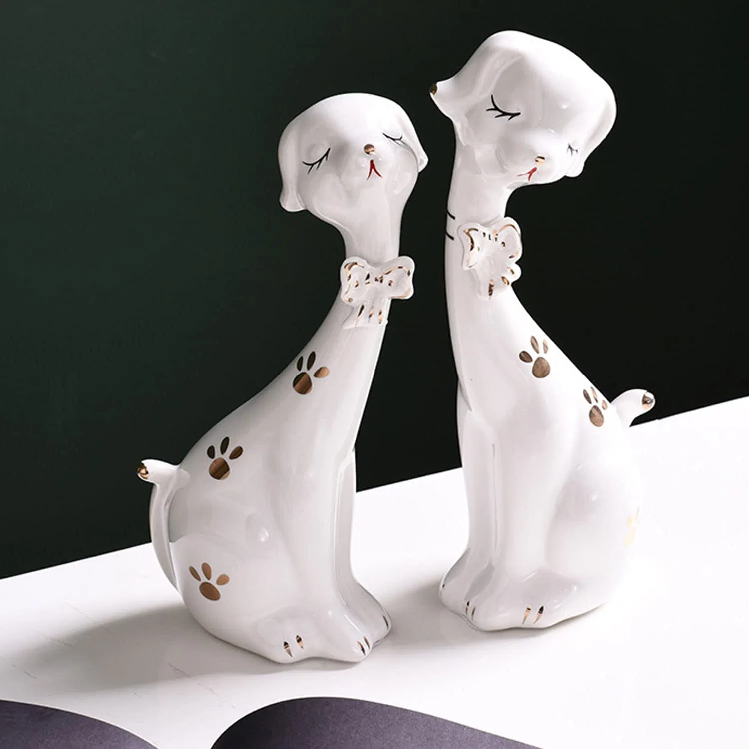 Ceramic Cute Puppy Figurines for Home Office Shelf Decor Set for Home Office Table Decoration Ceramic Small Animal Perfect for Promotion