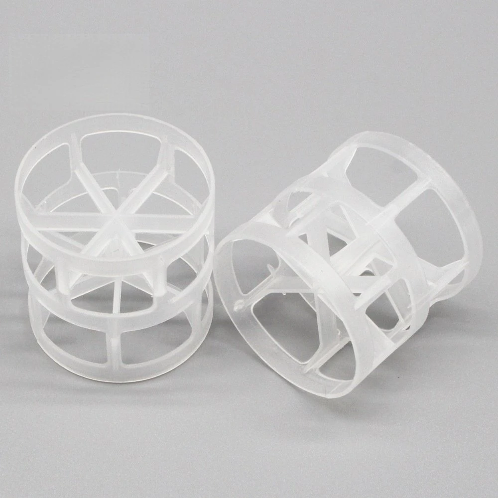 50mm White Reinforced PP Plastic Water Treatment Purification Waste Gas Tower Packing Pall Ring